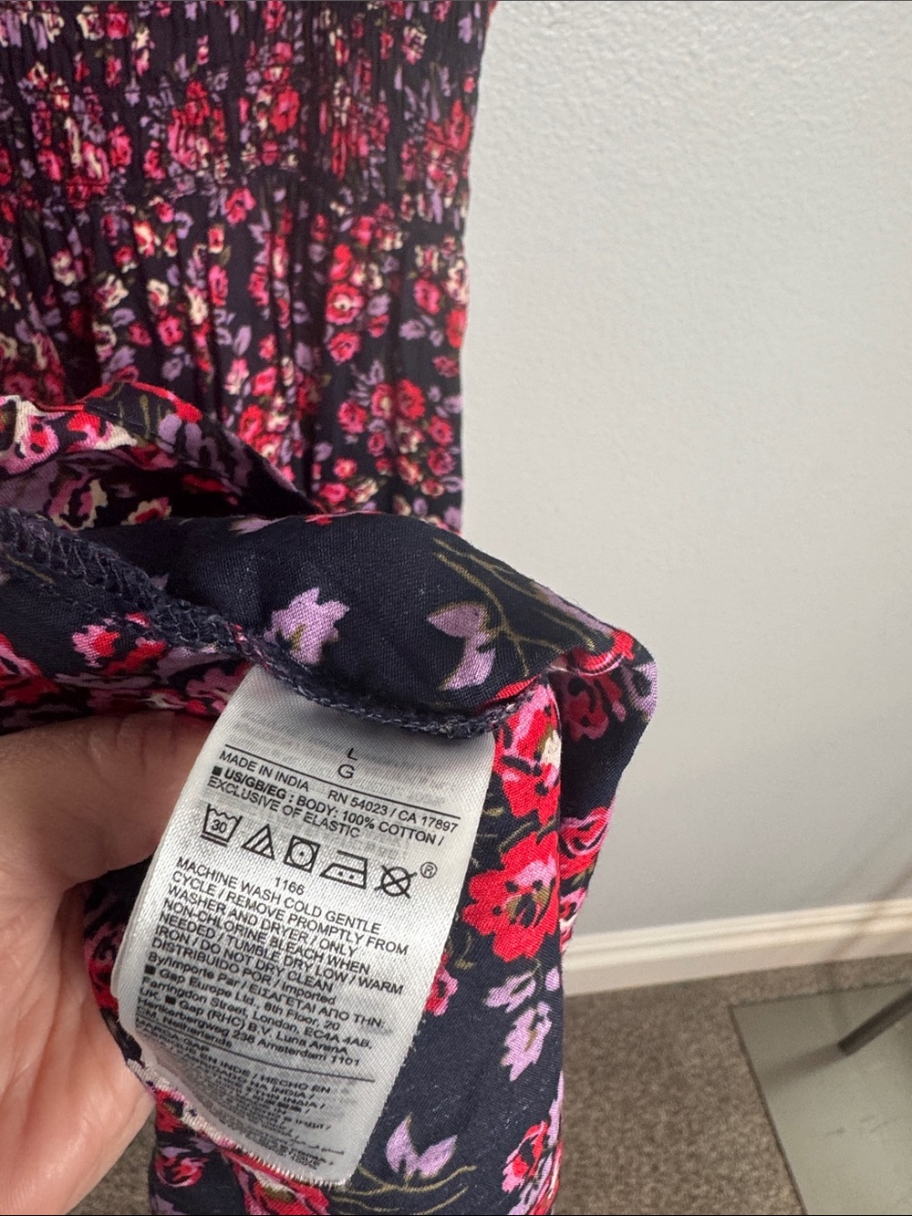 GAP Floral Flutter Sleeve Smocked Midi Dress Cotton Size Large - Picture 8 of 9